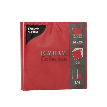 Papstar DAILY Collection Servietten, 24x24 cm, 1/4 Falz, bordeaux 1 Packung = 20 Stück - Bild-Darstellung des Produktes 1