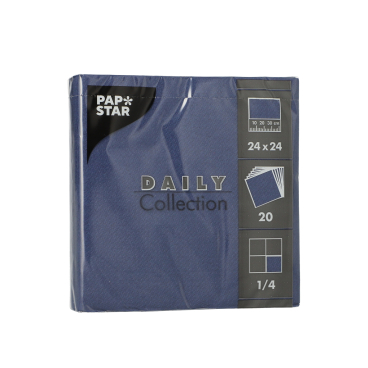 Papstar DAILY Collection Servietten, 24x24 cm, 1/4, dunkelblau 1 Packung = 20 Stück - Bild-Darstellung des Produktes 1