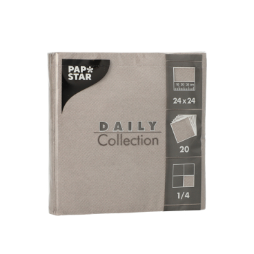 Papstar DAILY Collection Servietten, 24x24 cm, 1/4 Falz, grau 1 Packung = 20 Stück - Bild-Darstellung des Produktes 1