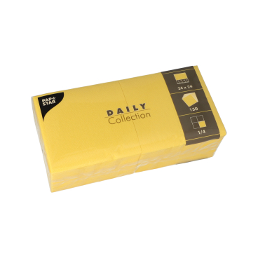 Papstar DAILY Collection Servietten, 24x24 cm, 1/4 Falz, gelb 1 Packung = 150 Stück - Bild-Darstellung des Produktes 1