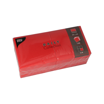 Papstar DAILY Collection Servietten, 24x24 cm, 1/4 Falz, rot 1 Packung = 150 Stück - Bild-Darstellung des Produktes 1