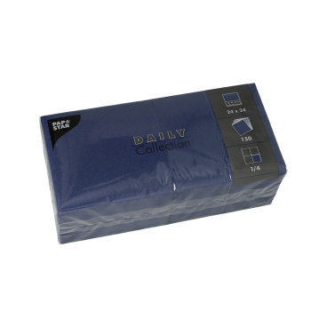 Papstar DAILY Collection Servietten, 24x24 cm, 1/4, dunkelblau 1 Packung = 150 Stück - Bild-Darstellung des Produktes 1