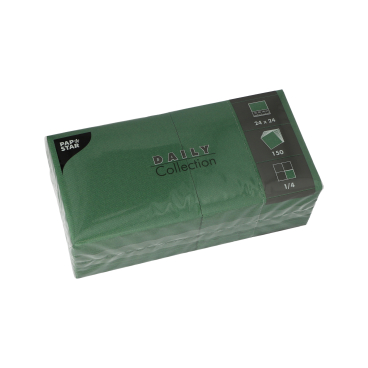 Papstar DAILY Collection Servietten, 24x24 cm, 1/4 , dunkelgrün 1 Packung = 150 Stück - Bild-Darstellung des Produktes 1