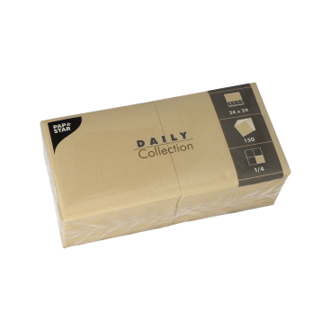 Papstar DAILY Collection Servietten, 24x24 cm, 1/4 Falz, sand 1 Packung = 150 Stück - Bild-Darstellung des Produktes 1