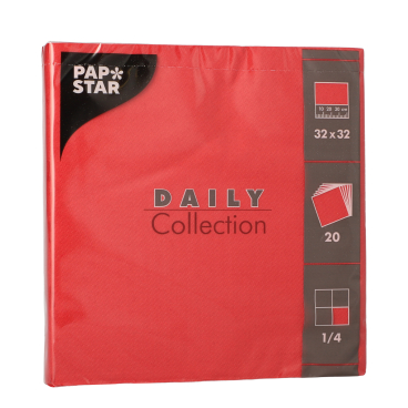 Papstar DAILY Collection Servietten, 32x32 cm, 1/4 Falz, rot 1 Packung = 20 Stück - Bild-Darstellung des Produktes 1