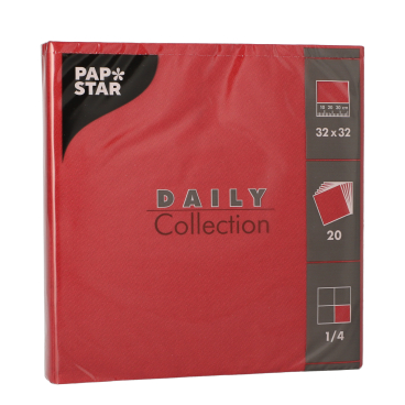 Papstar DAILY Collection Servietten, 32x32 cm, 1/4 Falz, bordeaux 1 Packung = 20 Stück - Bild-Darstellung des Produktes 1