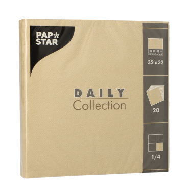 Papstar DAILY Collection Servietten, 32x32 cm, 1/4 Falz, sand 1 Packung = 20 Stück - Bild-Darstellung des Produktes 1
