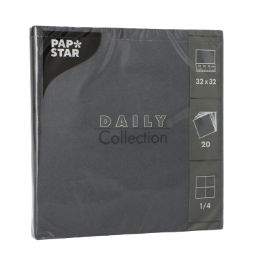 Papstar DAILY Collection Servietten, 32x32 cm, 1/4 Falz, schwarz  1 Packung = 20 Stück - Bild-Darstellung des Produktes 1