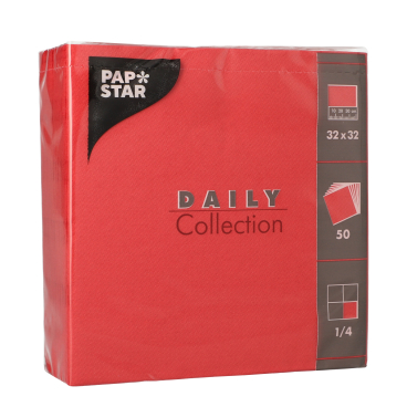 Papstar DAILY Collection Servietten, 32x32 cm, 1/4 Falz, rot 1 Packung = 50 Stück - Bild-Darstellung des Produktes 1