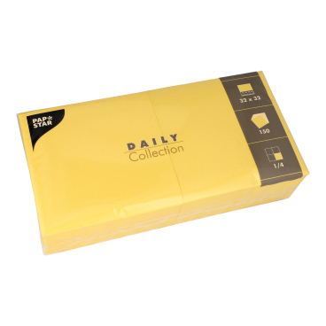 Papstar DAILY Collection Servietten, 32x32 cm, 1/4 Falz, gelb 1 Packung = 150 Stück - Bild-Darstellung des Produktes 1