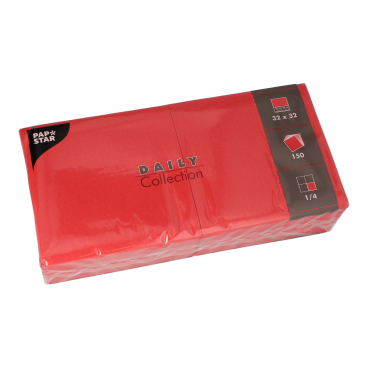 Papstar DAILY Collection Servietten, 32x32 cm, 1/4 Falz, rot 1 Packung = 150 Stück - Bild-Darstellung des Produktes 1
