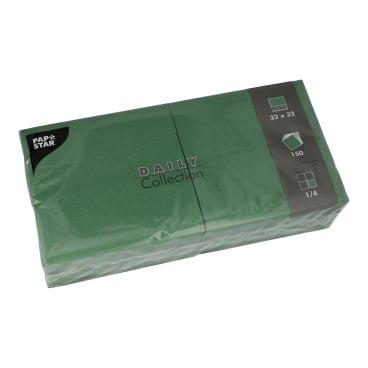 Papstar DAILY Collection Servietten, 32x32 cm, 1/4, dunkelgrün 1 Packung = 150 Stück - Bild-Darstellung des Produktes 1