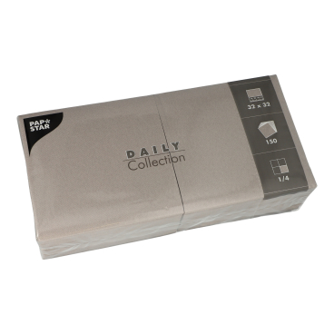 Papstar DAILY Collection Servietten, 32x32 cm, 1/4 Falz, grau 1 Packung = 150 Stück - Bild-Darstellung des Produktes 1