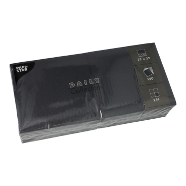 Papstar DAILY Collection Servietten, 32x32 cm, 1/4 Falz, schwarz  1 Packung = 150 Stück - Bild-Darstellung des Produktes 1
