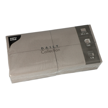 Papstar DAILY Collection Servietten, 32x32 cm, 1/8 Falz, grau 1 Packung = 150 Stück - Bild-Darstellung des Produktes 1