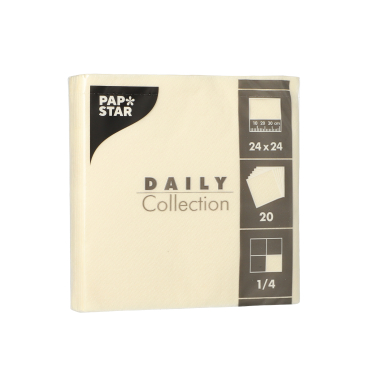 Papstar DAILY Collection Servietten, 24x24 cm, 1/4, champanger 1 Karton = 20 Packungen à 20 Stück - Bild-Darstellung des Produktes 1