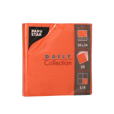 Papstar DAILY Collection Servietten, 24x24 cm, 1/4, nektarine 1 Karton = 20 Packungen à 20 Stück - Bild-Darstellung des Produktes 1