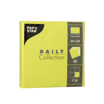 Papstar DAILY Collection Servietten, 24x24 cm, 1/4, limonengrün 1 Karton = 20 Packungen à 20 Stück - Bild-Darstellung des Produktes 1