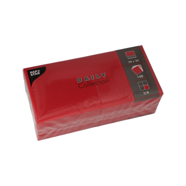 Papstar DAILY Collection Servietten, 24x24 cm, 1/4 Falz, bordeaux 1 Karton = 6 Packungen à 150 Stück - Bild-Darstellung des Produktes 1