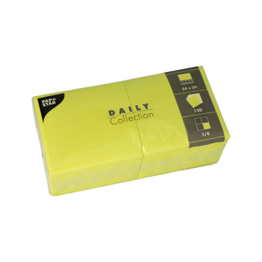 Papstar DAILY Collection Servietten, 24x24 cm, 1/4, limonengrün 1 Karton = 6 Packungen à 150 Stück - Bild-Darstellung des Produktes 1