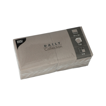 Papstar DAILY Collection Servietten, 24x24 cm, 1/4 Falz, grau 1 Karton = 6 Packungen à 150 Stück - Bild-Darstellung des Produktes 1