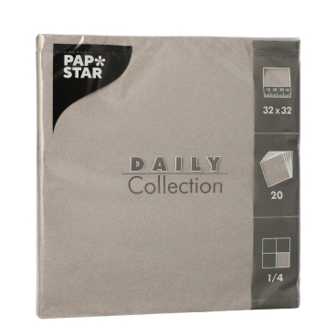 Papstar DAILY Collection Servietten, 32x32 cm, 1/4 Falz, grau 1 Karton = 15 Packungen à 20 Stück - Bild-Darstellung des Produktes 1