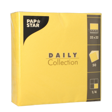 Papstar DAILY Collection Servietten, 32x32 cm, 1/4 Falz, gelb 1 Karton = 14 Packungen à 50 Stück - Bild-Darstellung des Produktes 1
