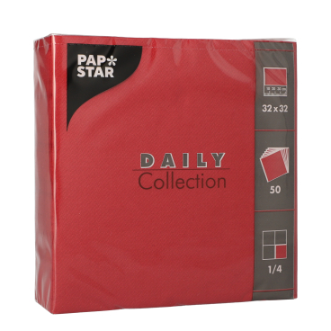Papstar DAILY Collection Servietten, 32x32 cm, 1/4 Falz, bordeaux 1 Karton = 14 Packungen à 50 Stück - Bild-Darstellung des Produktes 1