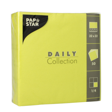 Papstar DAILY Collection Servietten, 32x32 cm, 1/4, limonengrün 1 Karton = 14 Packungen à 50 Stück - Bild-Darstellung des Produktes 1