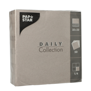 Papstar DAILY Collection Servietten, 32x32 cm, 1/4 Falz, grau 1 Karton = 14 Packungen à 50 Stück - Bild-Darstellung des Produktes 1