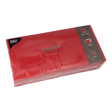 Papstar DAILY Collection Servietten, 32x32 cm, 1/4 Falz, bordeaux 1 Karton = 6 Packungen à 150 Stück - Bild-Darstellung des Produktes 1