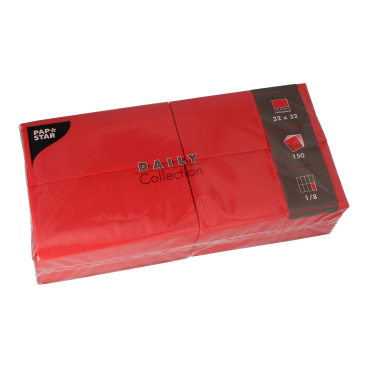 Papstar DAILY Collection Servietten, 32x32 cm, 1/8 Falz, rot 1 Karton = 6 Packungen à 150 Stück - Bild-Darstellung des Produktes 1