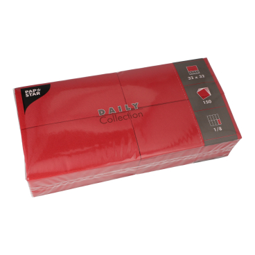 Papstar DAILY Collection Servietten, 32x32 cm, 1/8 Falz, bordeaux 1 Karton = 6 Packungen à 150 Stück - Bild-Darstellung des Produktes 1