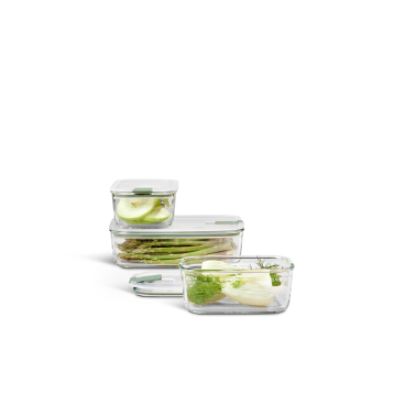 Mepal EasyClip Frischhaltedose aus Glas, 3-teilig, nordic sage 1 Set = 2 x 700 ml, 1 x 1,5 Liter - Bild-Darstellung des Produktes 1