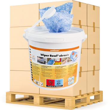 zetClean Wiper Bowl feuchte Reinigungstücher abrasiv 1 Palette = 264 Eimer à 72 Tücher - Bild-Darstellung des Produktes 1