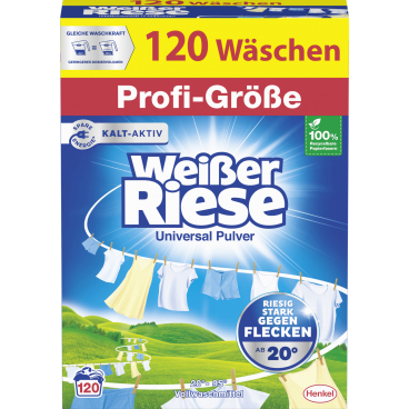 Weißer Riese Universal Pulver Vollwaschmittel, 120 WL 1 Packung = 6,5 kg, 120 Waschladungen - Bild-Darstellung des Produktes 1