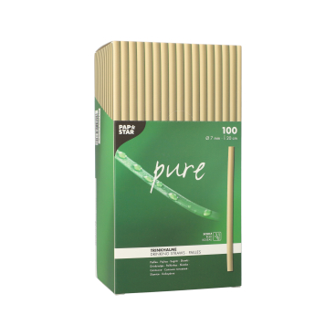 Papstar Pure Bio-Strohhalme Schilf 1 Packung = 100 Stück, Ø 7 mm x 20 cm - Bild-Darstellung des Produktes 1
