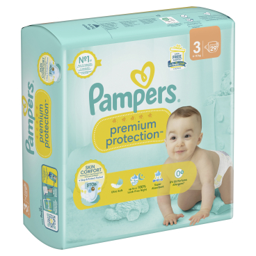 Pampers Premium Protection 3 Midi Windeln, 6-10 kg, Größe 3 1 Single Packung = 29 Windeln - Bild-Darstellung des Produktes 1