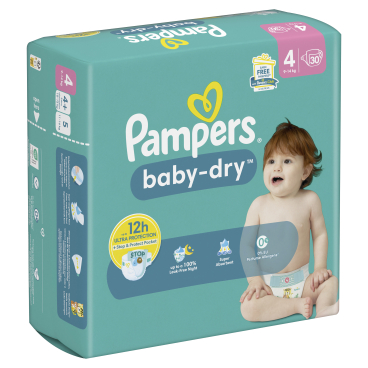 Pampers Baby Dry 4 Maxi Windeln, 9-14 kg 1 Single Packung = 30 Windeln - Bild-Darstellung des Produktes 1