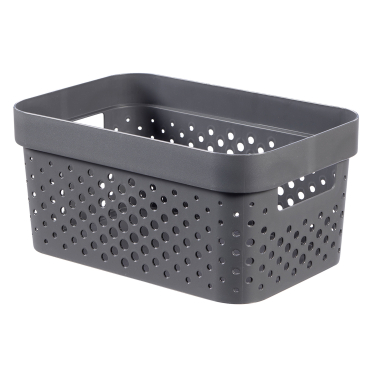 Curver INFINITY RECYCLING Box mit Lochmuster 4,5 L 1 Box, Farbe: dunkelgrau - Bild-Darstellung des Produktes 1