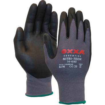 OXXA® Essential Nitril-Tech 14-960 Arbeitshandschuh, schwarz/grau 1 Karton = 144 Paar, Größe 6 - Bild-Darstellung des Produktes 1