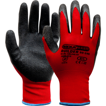 OXXA® Basic Builder 50-246 Arbeitshandschuhe, schwarz/rot 1 Packung = 12 Paar, Größe 10 - Bild-Darstellung des Produktes 1