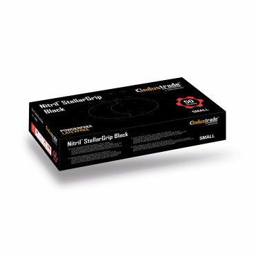 Meditrade Nitril StellarGrip Einmalhandschuhe, puderfrei, schwarz 1 Karton = 10 Packungen à 50 Einmalhandschuhe, Größe S - Bild-Darstellung des Produktes 1