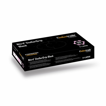 Meditrade Nitril StellarGrip Einmalhandschuhe, puderfrei, schwarz 1 Karton = 10 Packungen à 50 Einmalhandschuhe, Größe XL - Bild-Darstellung des Produktes 1
