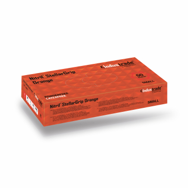 Meditrade Nitril StellarGrip Einmalhandschuhe, puderfrei, orange 1 Packung = 50 Einmalhandschuhe, Größe S - Bild-Darstellung des Produktes 1