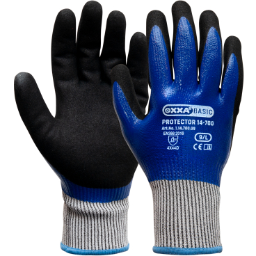OXXA® Basic Protector 14-700 Arbeitshandschuh Cut D, schwarz/blau 1 Packung = 12 Paar, Größe 9 - Bild-Darstellung des Produktes 1