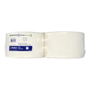 PrimeSource Putztuchrolle, 2-lagig, weiß, Zellstoff 1 Karton = 2 Rollen, 22 cm x 34 cm x 510 m, 1500 Abrisse - Bild-Darstellung des Produktes 1