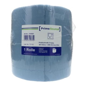 PrimeSource Putztuchrolle, 3-lagig, blau 1 Karton = 1 Rolle, 38 cm x 34 cm x 340 m, 1000 Abrisse - Bild-Darstellung des Produktes 1