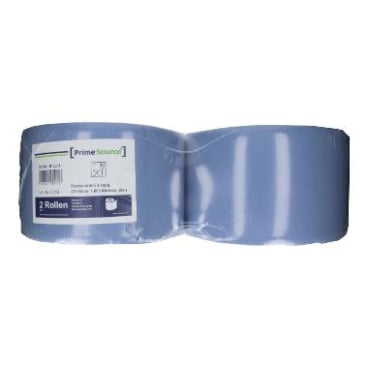 PrimeSource Putztuchrolle, 3-lagig, blau 1 Karton = 2 Rollen, 22 cm x 34 cm x 340 m, 1000 Abrisse - Bild-Darstellung des Produktes 1