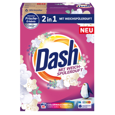 Dash 2 in 1 Colorwaschmittel mit Weichspülerduft 1 Packung = 4,8 kg, für ca. 80 Waschladungen - Bild-Darstellung des Produktes 1